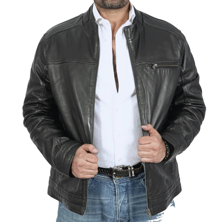 ACE BIKER BLACK LEATHER JACKET FOR MEN - The Elegance of Beauty