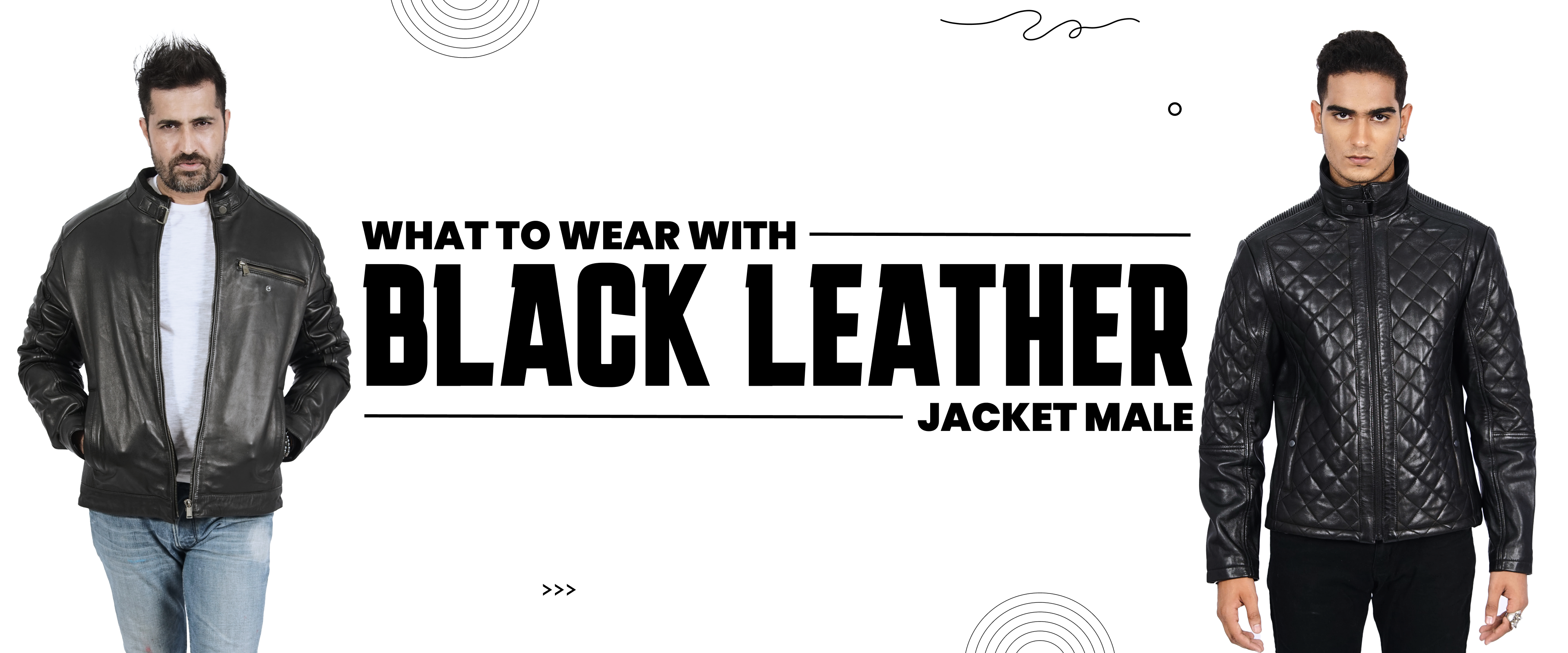 Two man wearing black leather jacket