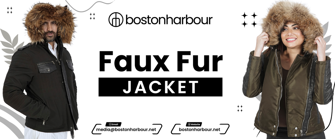 Man and woman wearing faux fur hood jackets, luxury winter outerwear fashion