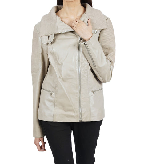 Manzell Brooklyn Asymmetrical Zip Leather Jacket