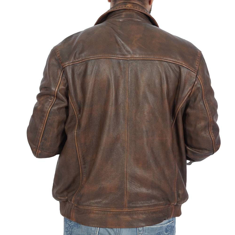 Callister Vintage Bomber Dark Brown Leather Jacket