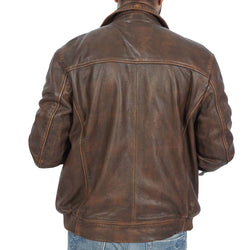 Callister Vintage Bomber Brown Leather Jacket