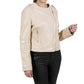 Tiffany Asymmetrical Off White Leather Jacket