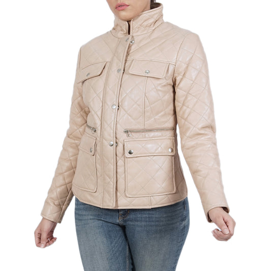 Coral Quilted Jacket With Patents