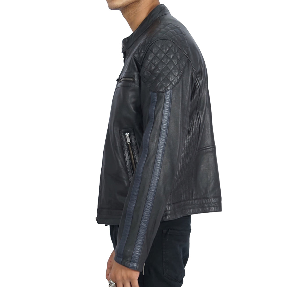Keith Biker Black Leather Jacket
