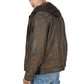 A man wearing a Brookfield vintage dark brown leather jacket.