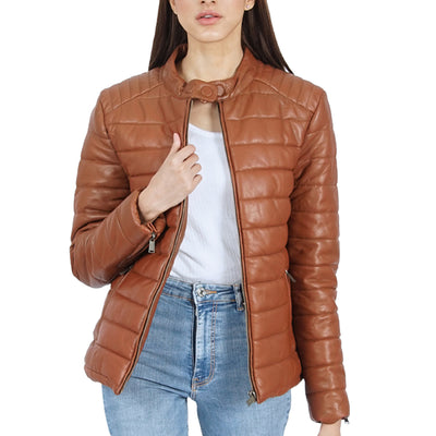 leather puffer jacket