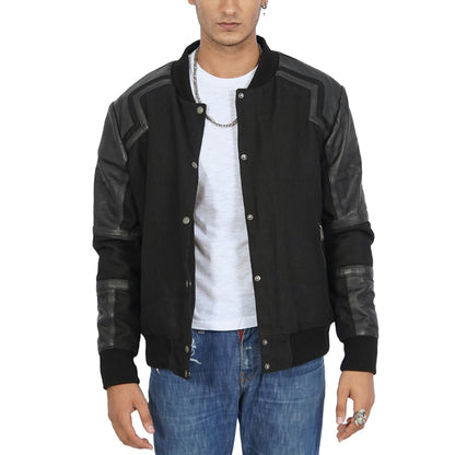  Alexander Men's black leather bomber jacket. Alexander Men's black leather bomber jacket.