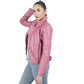 Asymmetrical Zip Biker Hot Pink Leather Jacket