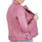 Asymmetrical Zip Biker Hot Pink Leather Jacket
