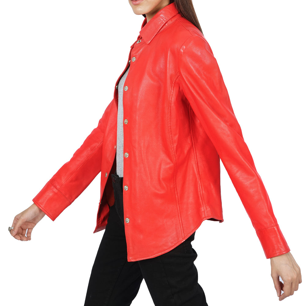 Beth Button-Up Leather Shirt