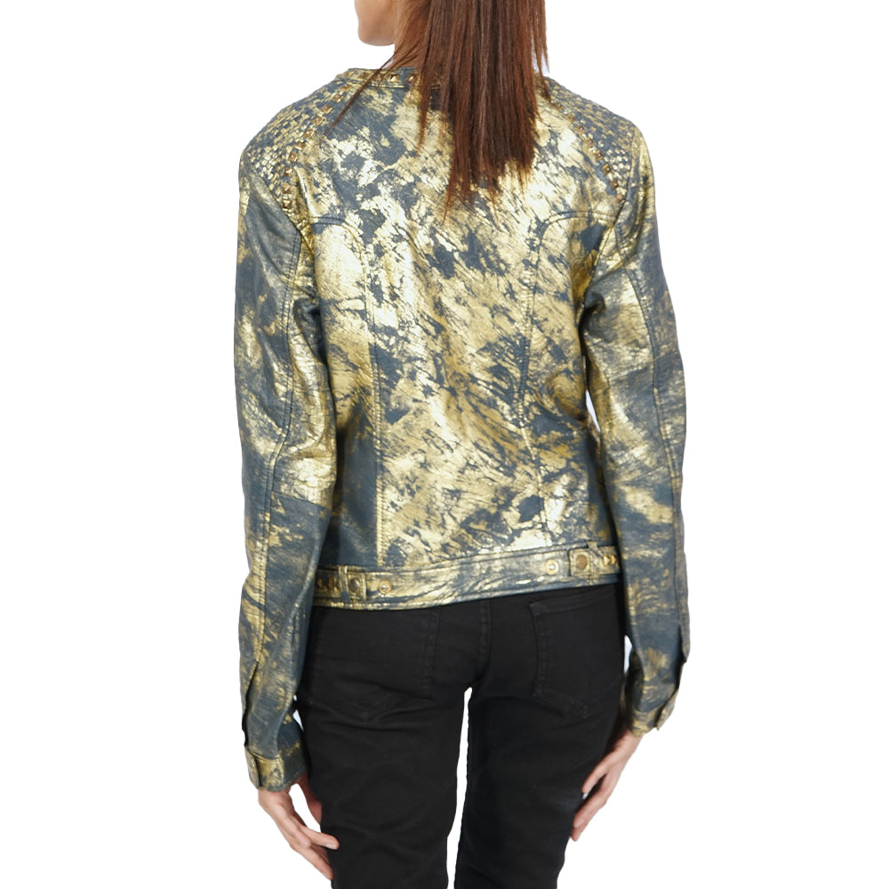 Glitter leather outlet jacket