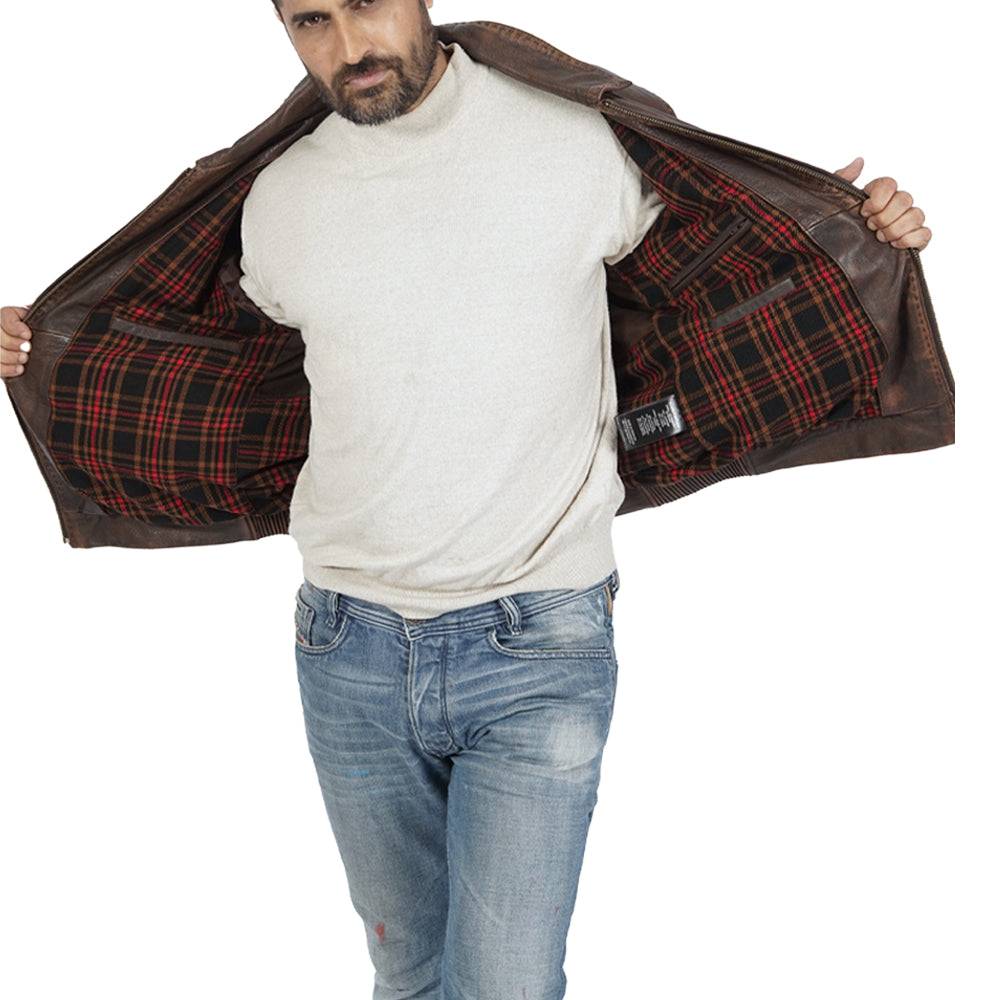 Callister Vintage Bomber Brown Leather Jacket