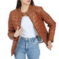 Penni Puffer Brown Leather Jacket