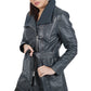Daniela Navy Blue Leather Jacket