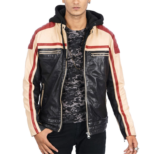 Damian Multi Colour Biker Leather Jacket