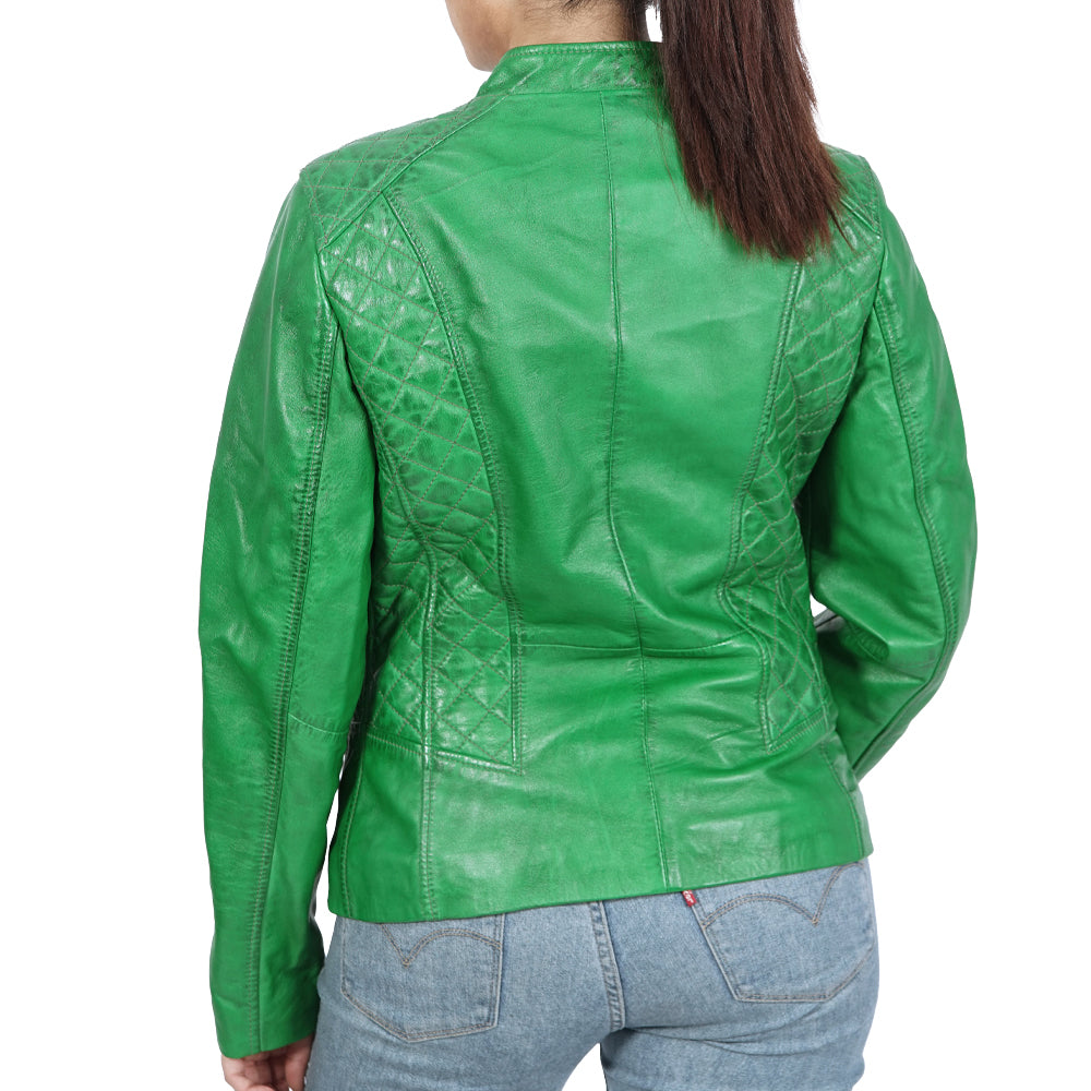 Kosovo Biker Green Leather Jacket