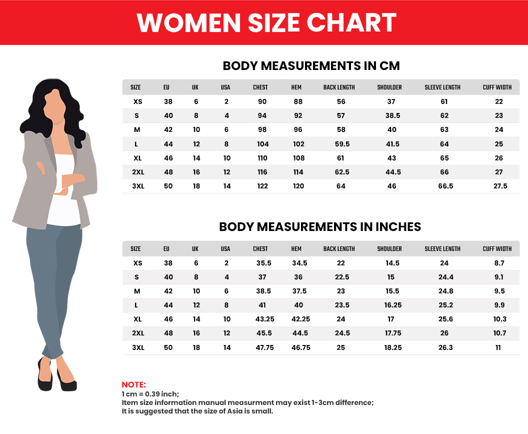 A woman standing for size chart  leather bomber jacket.